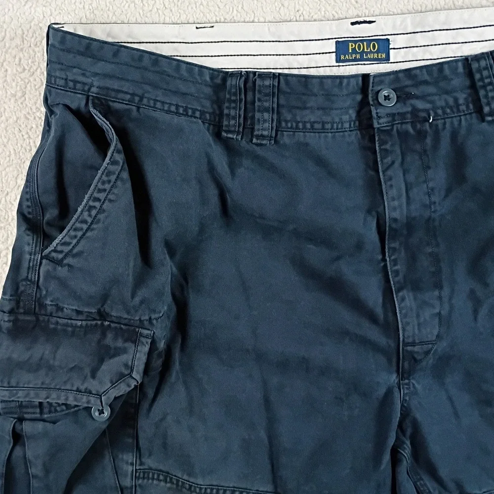 Polo Ralph Lauren Cargo Shorts Mens 48 Navy Blue Classic Chino‎ Cotton Relaxed